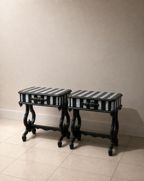 Antique Striped Side Tables