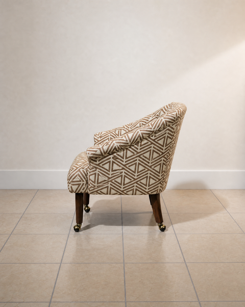 Patterned Pair Vintage Tufted Chairs