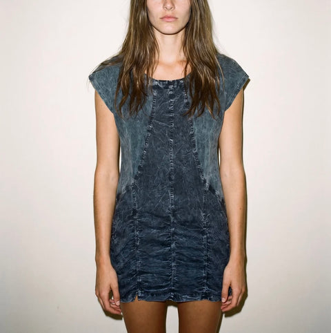 Vintage Charcoal Ruched Tunic Dress — product detail