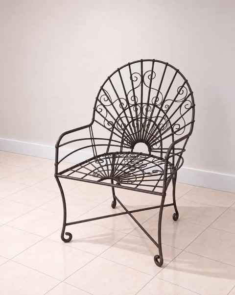 Peacock Back Iron Garden Armchair – Art Nouveau Style