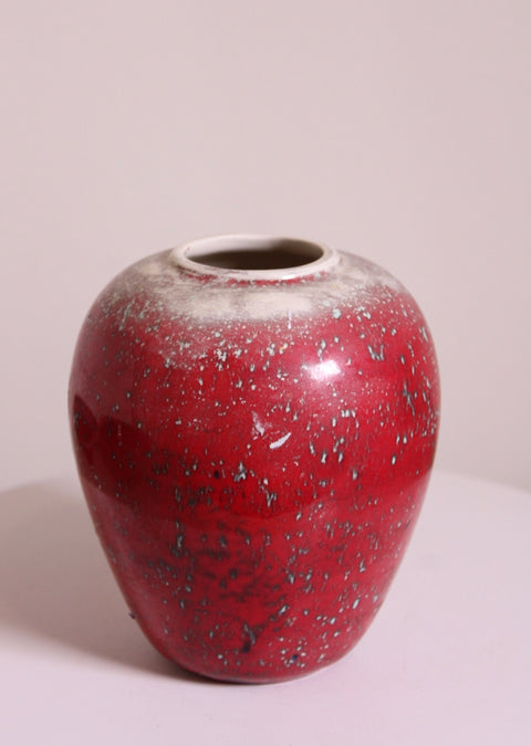 Speckled Oxblood Art Pottery Vase