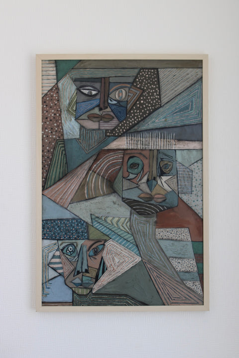 Angela Dickerson Three Watchers Original Framed Artwork