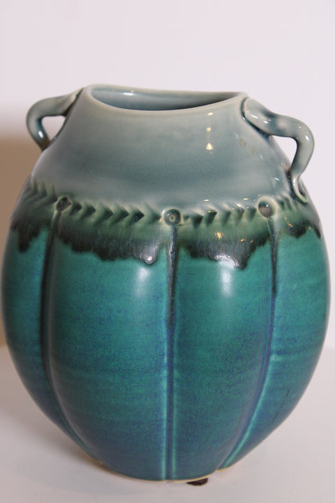 Turquoise Melon Studio Pottery Vase