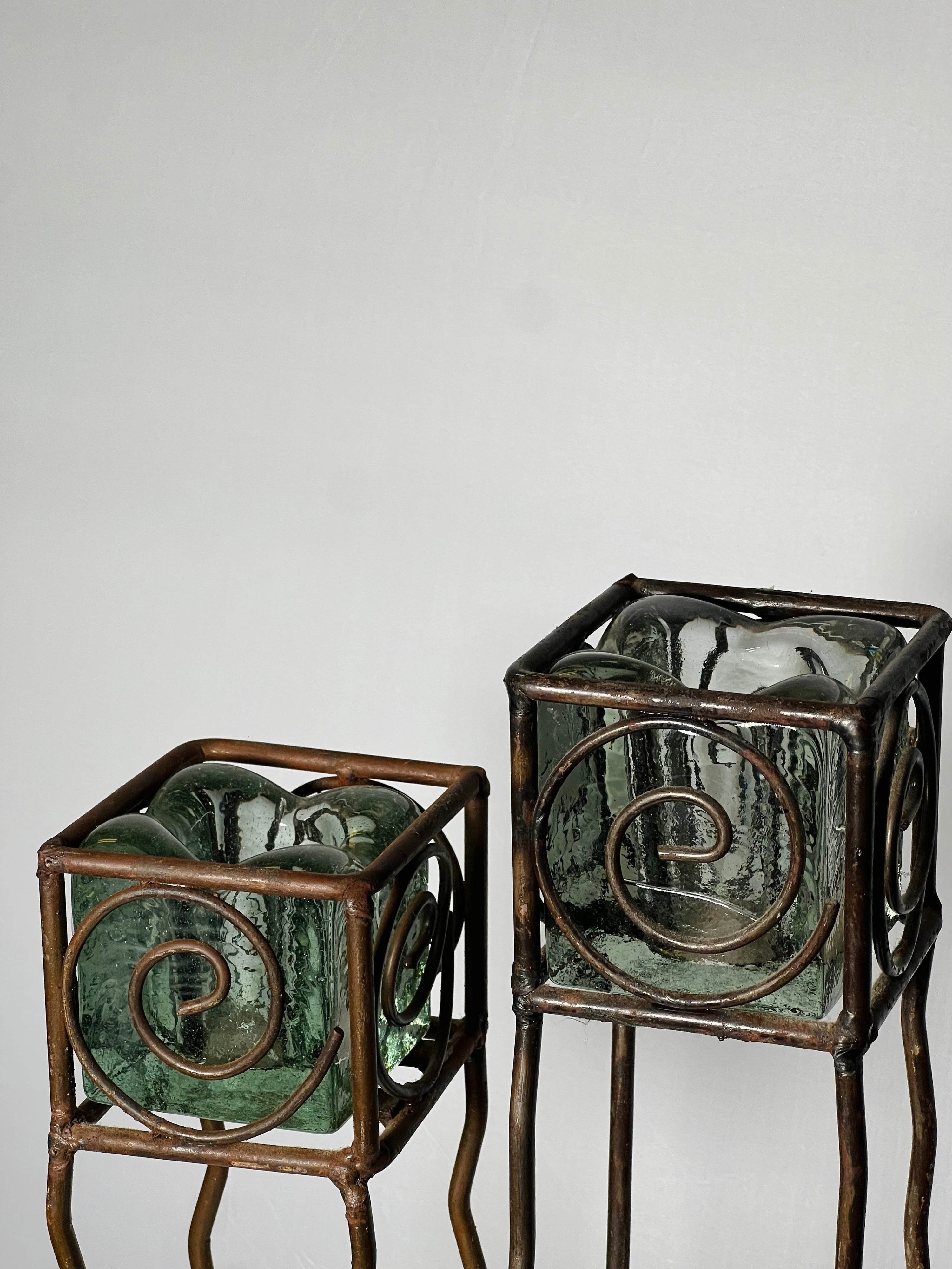 Groovy Bronze Candlestick Holders (Pair) (Vintage)