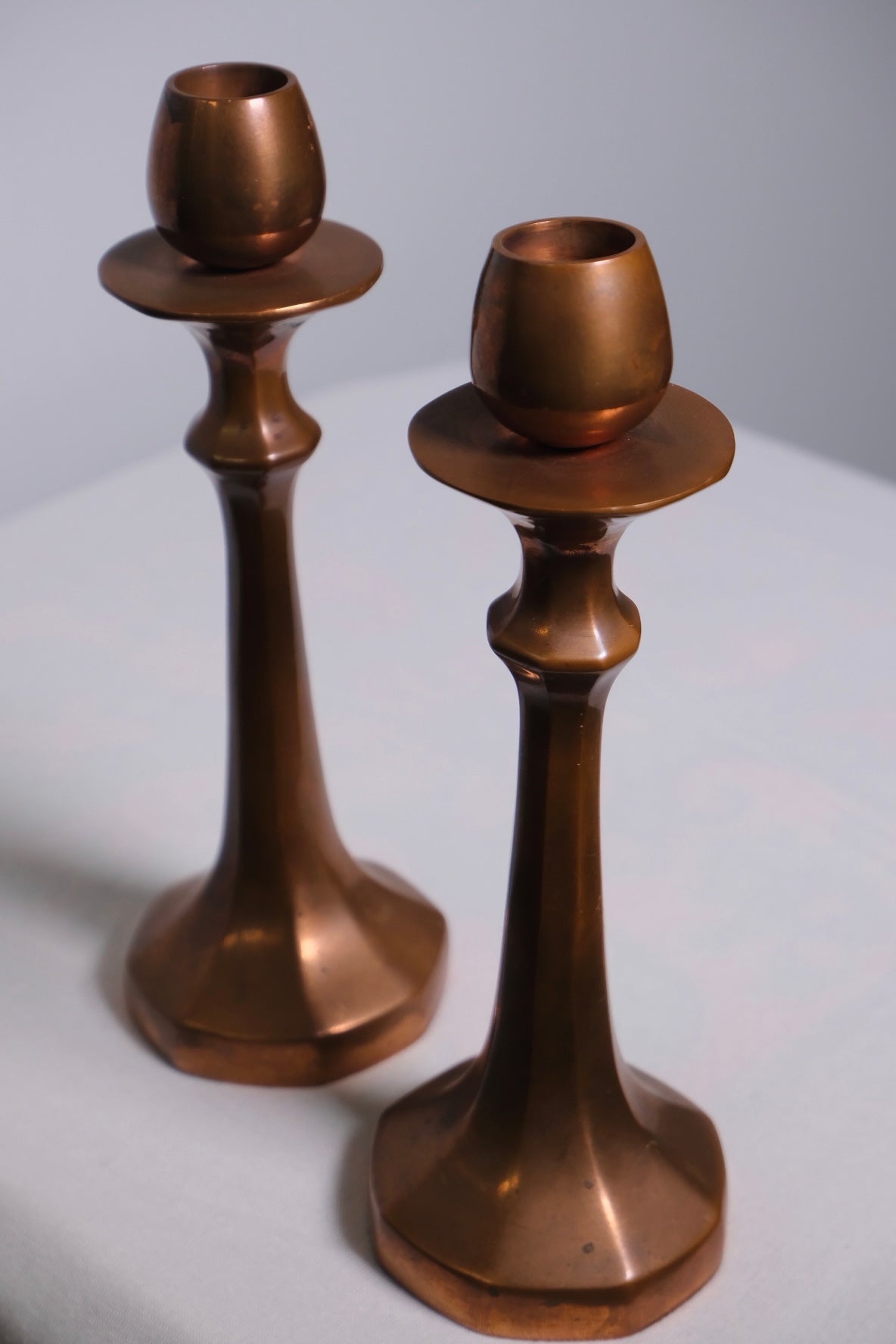 Brass Copper French Finished Candlesticks (Pair)(Vintage)