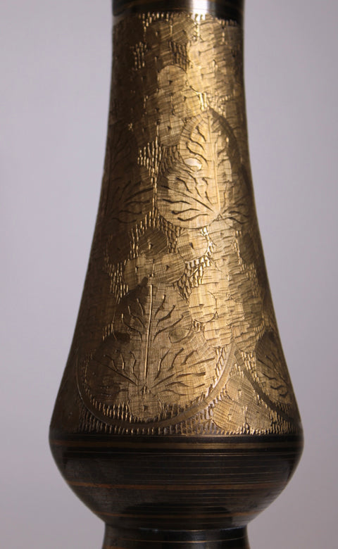 Etched Brass Floral Trumpet Vase
