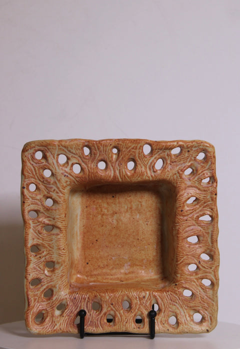 Handcrafted Pierced Studio Pottery Catchall Dish | Ceramic Tray