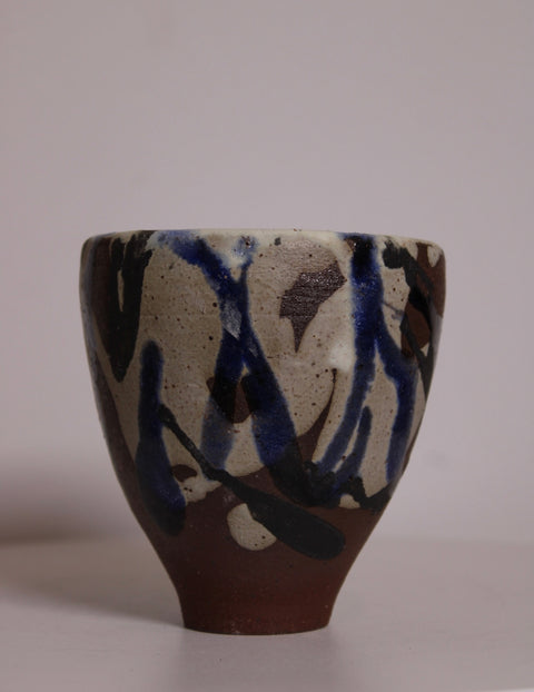 Abstract Brushwork Studio Pottery Cup