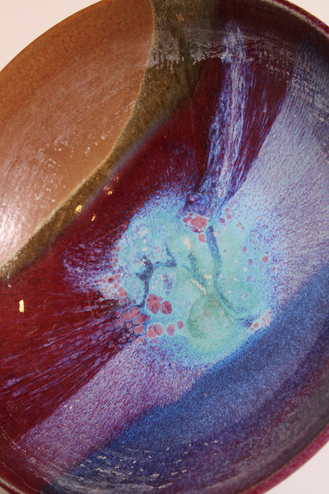 Crystalline Purple Blue Studio Pottery Bowl