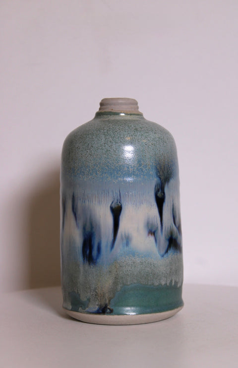 Signed Crystalline Drip Glaze Studio Pottery Bottle Vase
