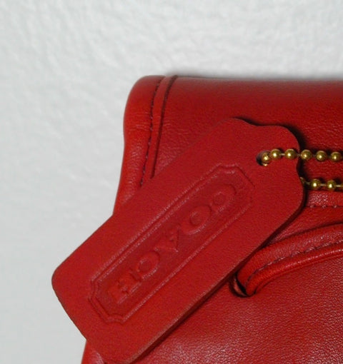Pre Owned Coach Red Leather Mini Backpack | Gold Turn Lock Closure | Minimal Structured (Vintage)