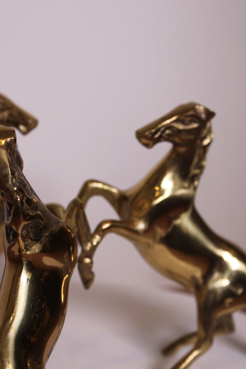 Brass Rearing Horses Sculpture Group