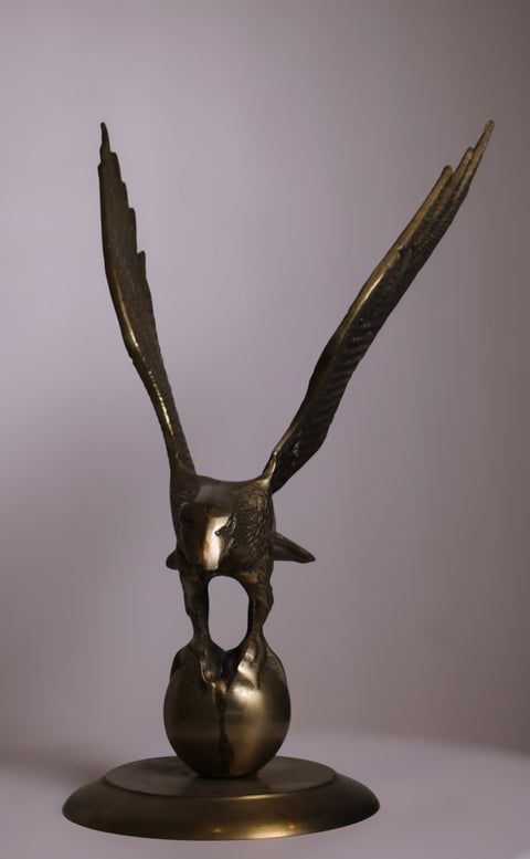 Brass Eagle Sculpture on Globe Base