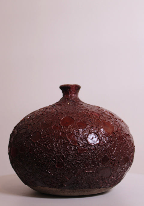 Textured Lava Glaze Studio Pottery Bottle Vase