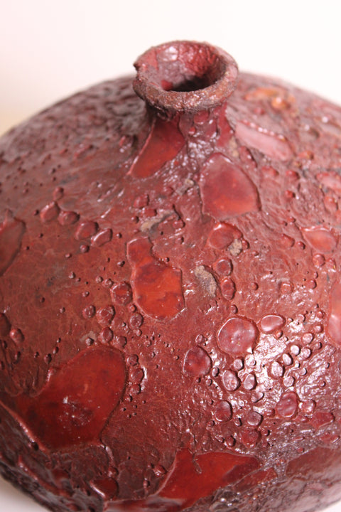 Textured Lava Glaze Studio Pottery Bottle Vase