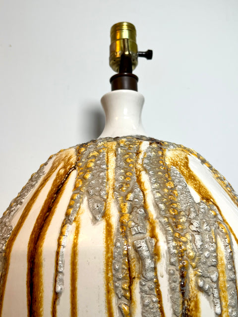 Carmel and Cream Jumbo Mid-Century Modern Table Lamp