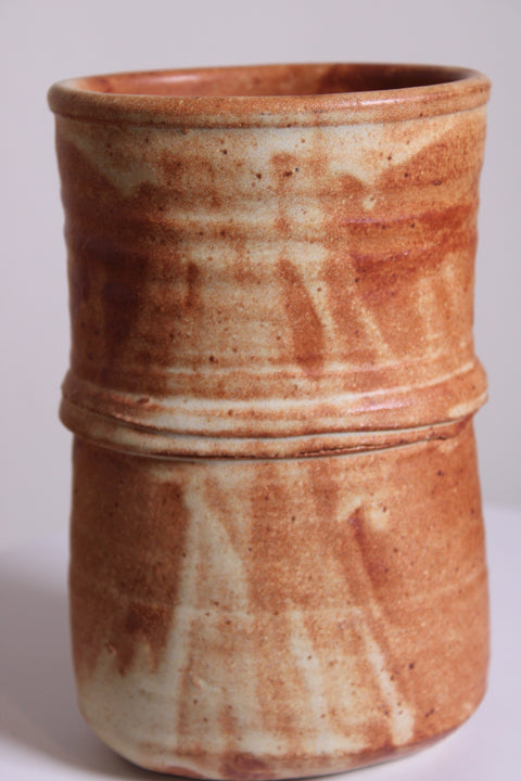 Orange Cream Speckled Cylinder Vase