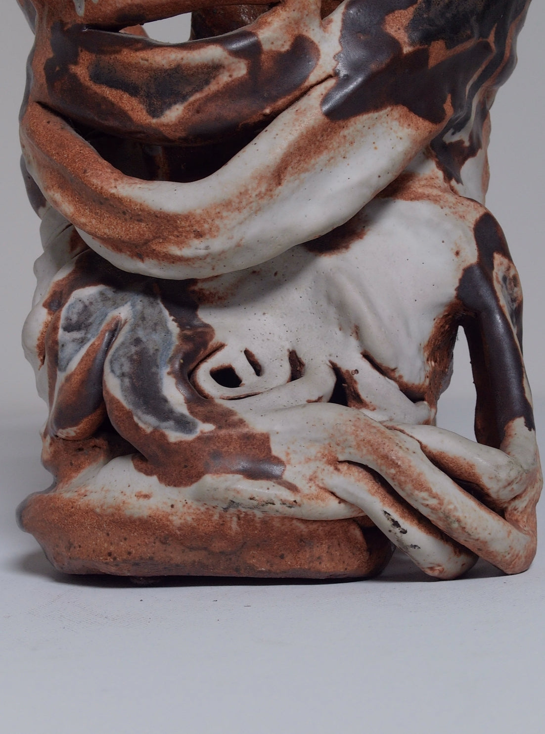 Handmade Abstract Ceramic Vase, Sculptural Marbled Pottery - Vintage