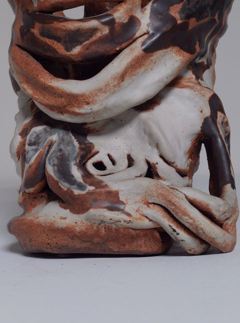 Handmade Abstract Ceramic Vase, Sculptural Marbled Pottery - Vintage