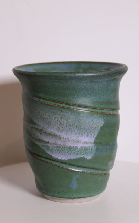 Signed Green Studio Pottery Tumbler | Hand-Thrown Ceramic Cup