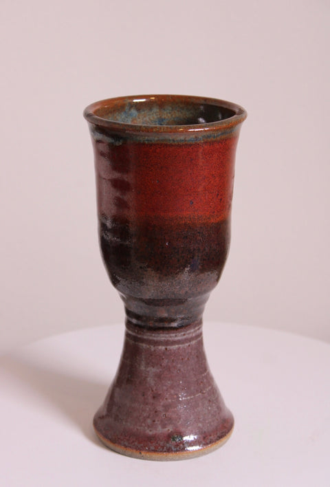 Red Black Speckled Stemmed Goblet