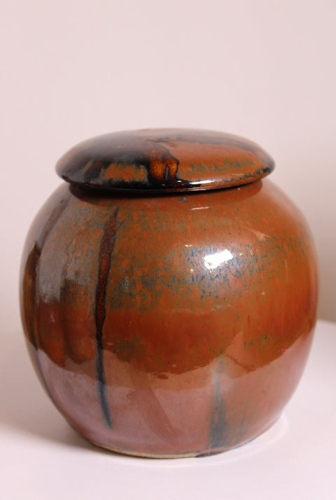 Studio Pottery Lidded Brown Ginger Jar