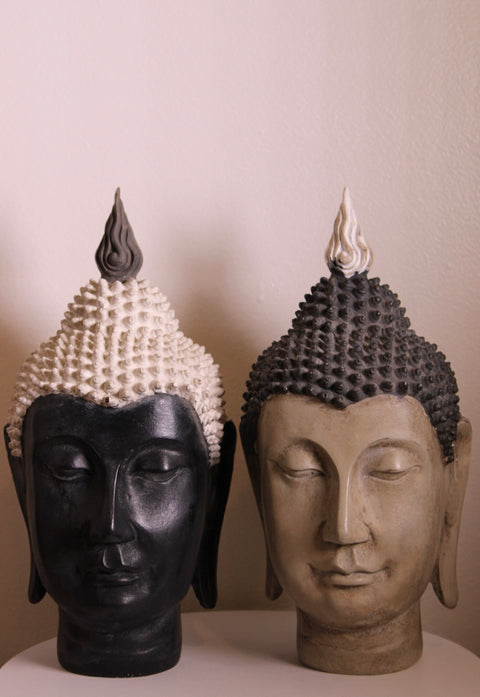 Pair Contemporary Buddha Head Sculptures