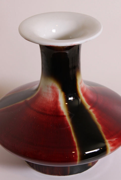 Vintage Chinese Flambé Sang De Boeuf Transmutation Glazed Craquelure Porcelain Vase