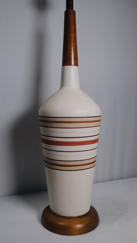 MCM 1960s Italian Banded Pottery Lamp