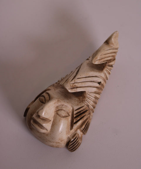 Carved Cream Face Sculpture