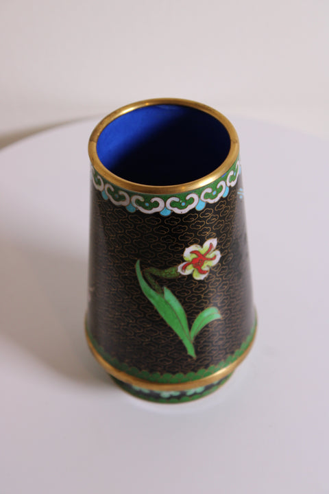 Vintage Chinese Cloisonné Brush Holder – Cherry Blossom Motif