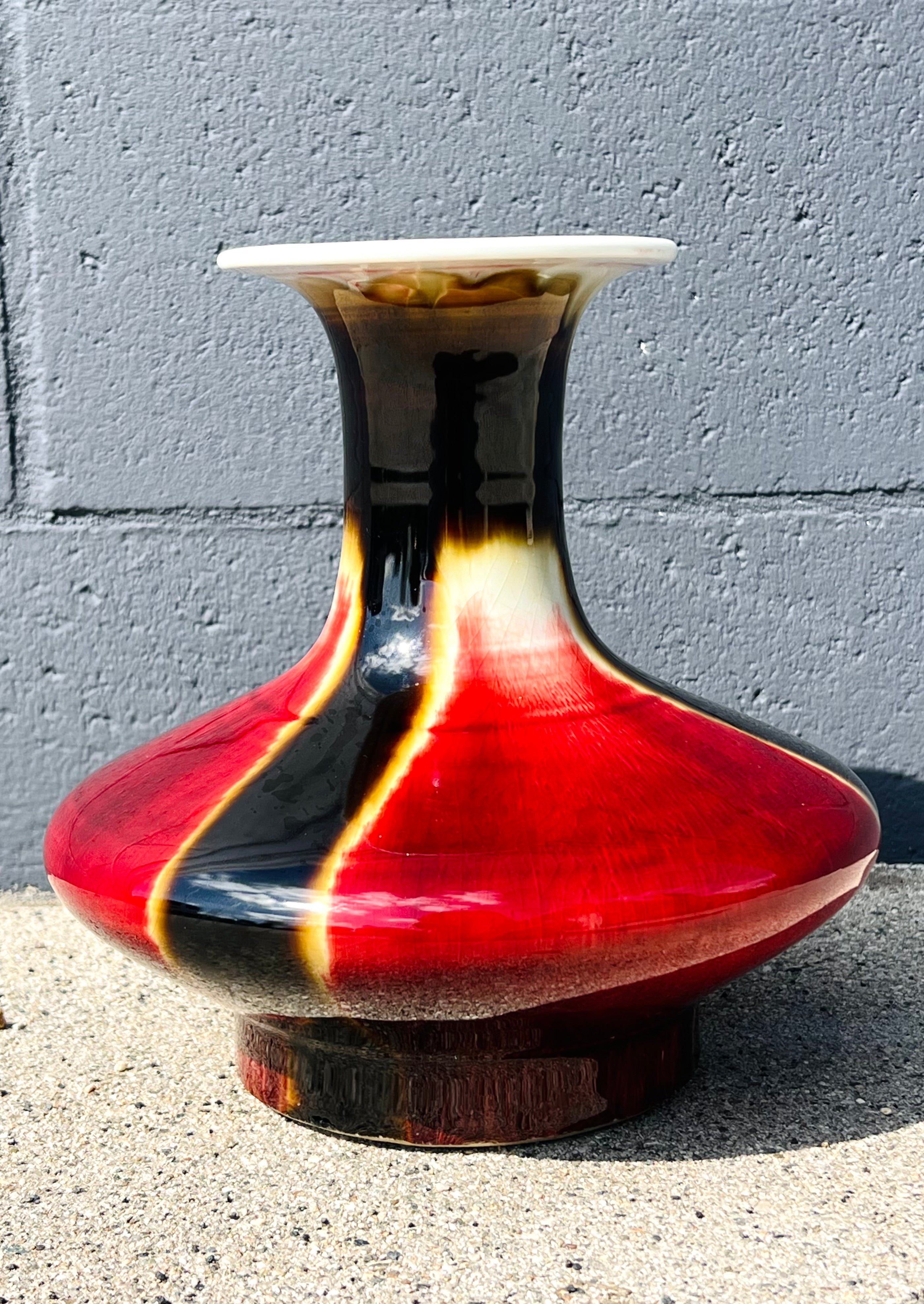 Chinese Flambé Sang De Boeuf Transmutation Glazed Craquelure Porcelain Vase (Vintage)