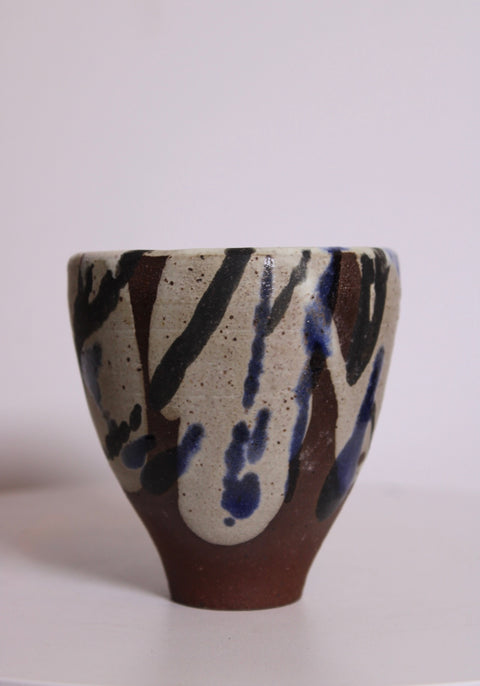 Abstract Brushwork Studio Pottery Cup