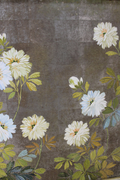 Vintage Japanese Floral Screen Panel with Poppies