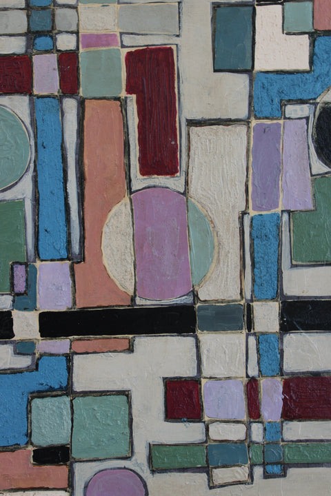 Angela Dickerson Pastel City Grid Original Framed Artwork