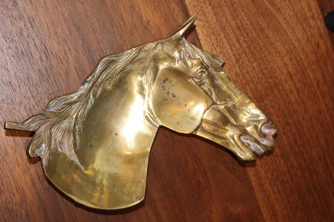 Vintage Brass Horse Head Catchall / Business Card Holder
