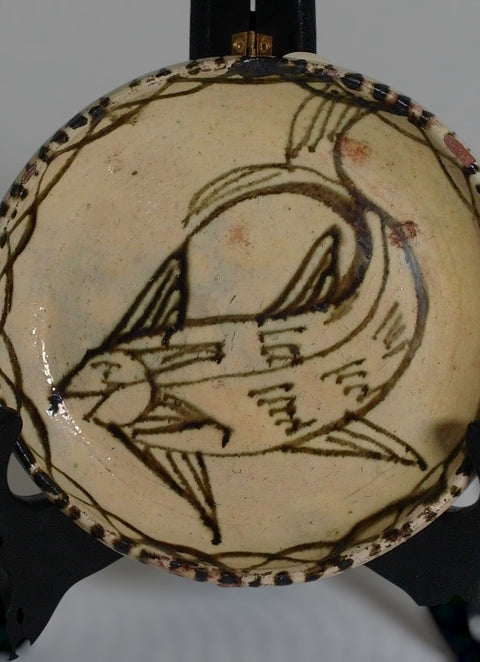 Vintage Tzintzuntzan Mexico Fish Pottery Plate Hand Painted Folk Art