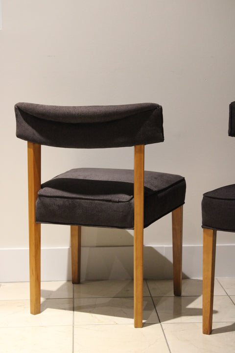 Vintage Postmodern Dining Chairs Set of 4 | Upholstered Side Chairs with Oak Legs