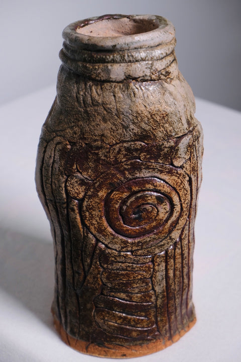 Brutalist Brown Coil MCM Vase