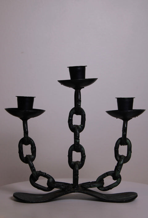 Black Chain Link Three Arm Candelabra