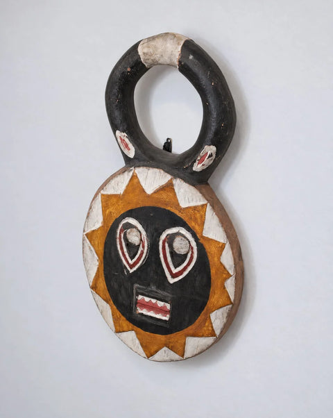 Painted Wood Sunburst Face Mask Wall Decor