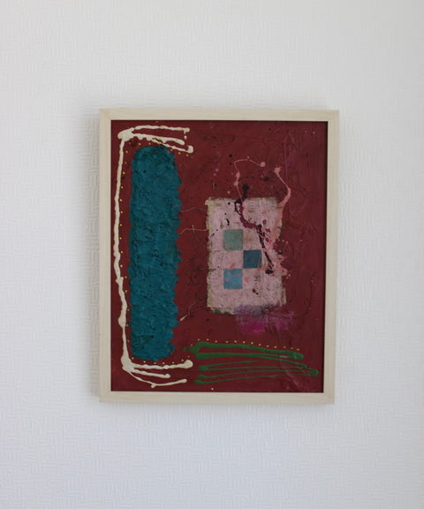 Angela Dickerson Red Grid Signal Original Framed Artwork