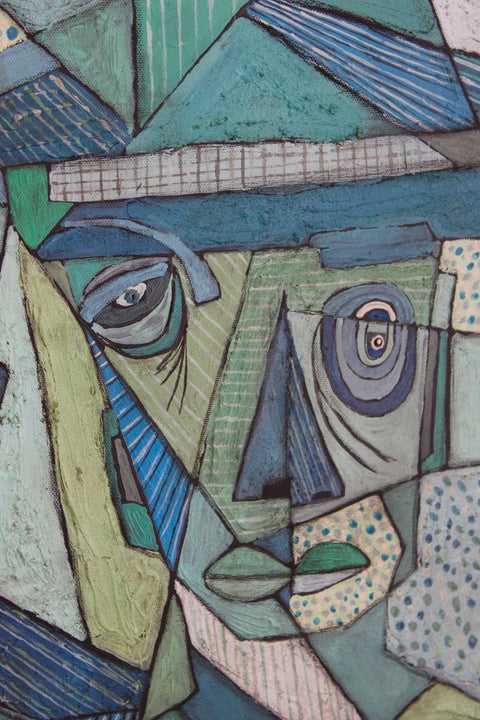 Angela Dickerson Blue Assembly Original Framed Artwork