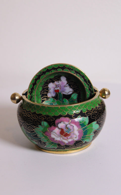 Vintage Chinese Minutare Cloisonné Ashtray / Incense Burner