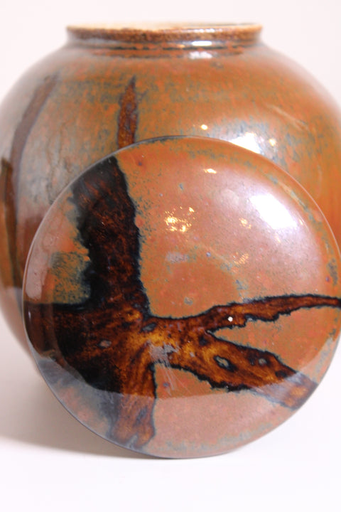 Studio Pottery Lidded Brown Ginger Jar