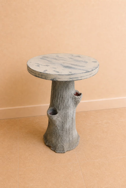 Vintage Faux Bois Tree Stump Side Table