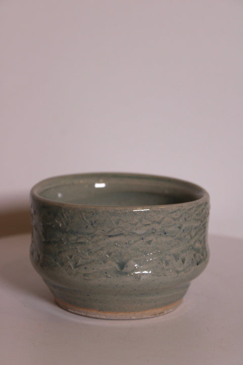 Pair of Celadon Studio Pottery Tea Bowls