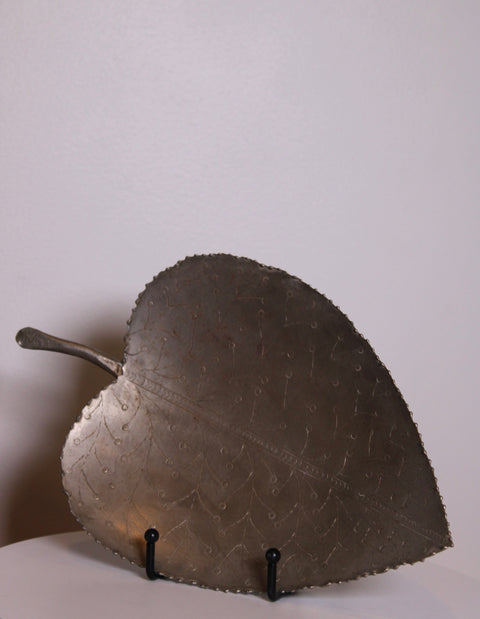Large Brutalist Brass Leaf Tray