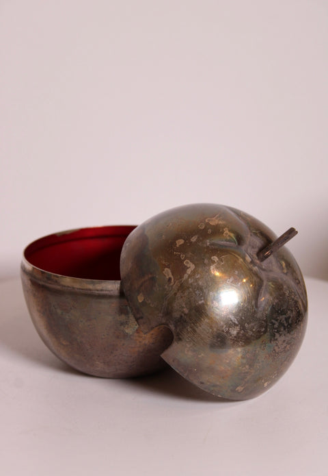 Silverplate Apple Lidded Box Reed and Barton