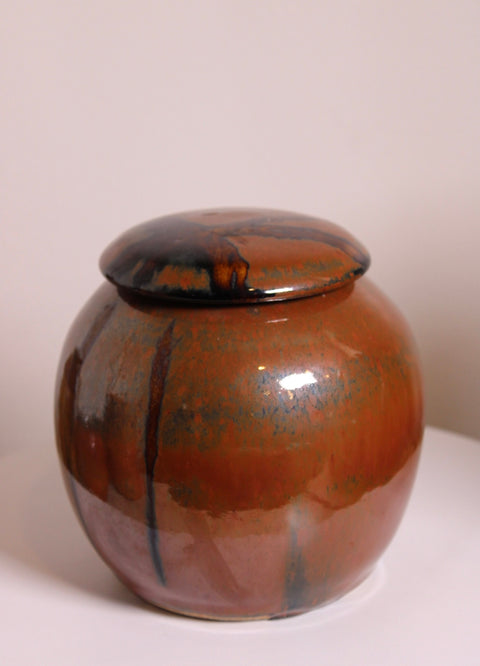 Studio Pottery Lidded Brown Ginger Jar